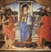 St.Barbara between SS.John the Baptist and Matthew Cosimo Rosselli